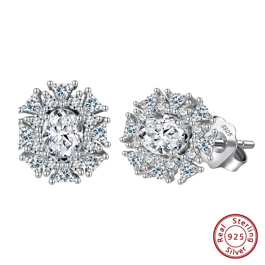 RINNTIN LM 925 Sterling Silver Earrings 8A Zirconia Studs Luxury Party Jewelry Exquisite Female Gift Classic Screw Back Studs
