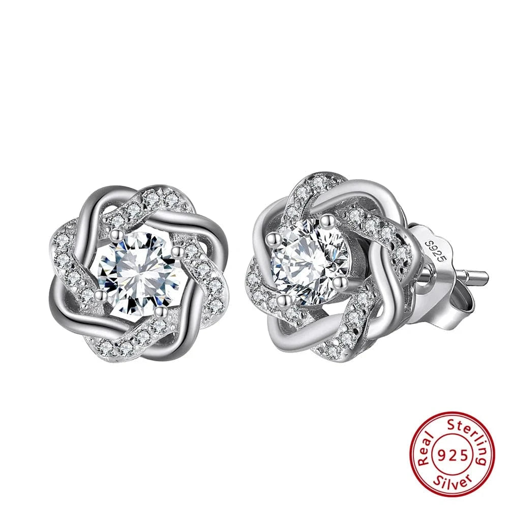 RINNTIN LM 925 Sterling Silver Earrings 8A Zirconia Studs Luxury Party Jewelry Exquisite Female Gift Classic Screw Back Studs