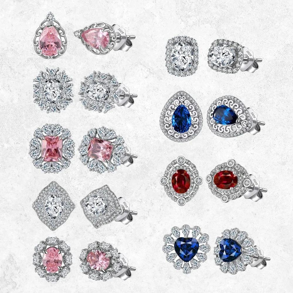 RINNTIN LM 925 Sterling Silver Earrings 8A Zirconia Studs Luxury Party Jewelry Exquisite Female Gift Classic Screw Back Studs