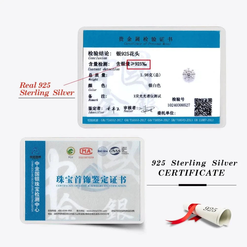 RINNTIN LMC01 Luxury Round Cut 8A Premium Cubic Zirconia Detachable Rotatable Charms 925 Sterling Silver Jewelry Set For Women