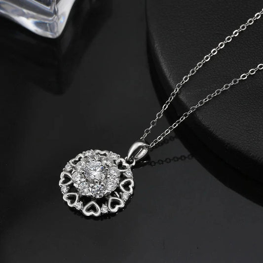 RINNTIN LMC01 Luxury Round Cut 8A Premium Cubic Zirconia Detachable Rotatable Charms 925 Sterling Silver Jewelry Set For Women