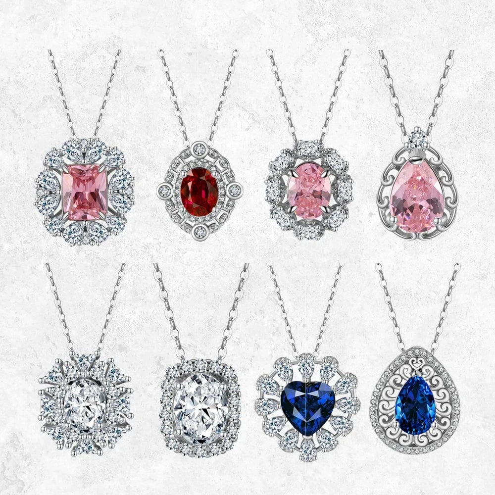 RINNTIN LMN Handmade Fine Jewelry Pendant Necklace Detachable Charm Color Zirconia Mom Necklace 925 Silver Gemstone Necklace