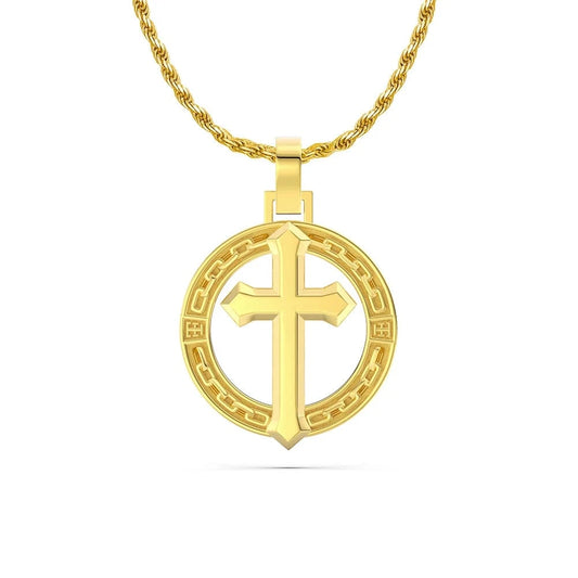 RINNTIN NMN03 Necklace Fine Jewelry 18K Gold Plated  with 1.5mm Sterling Silver Diamond-Cut Rope Chain Cross Necklace