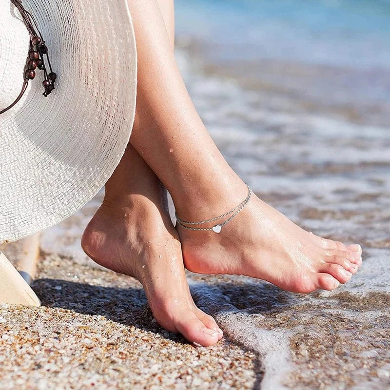 RINNTIN SA-1 Summer Jewelry Silver Anklets 925 Sterling Silver Ankle Bracelet For Women Ancle Cuban Link Gold Fashion Anklets