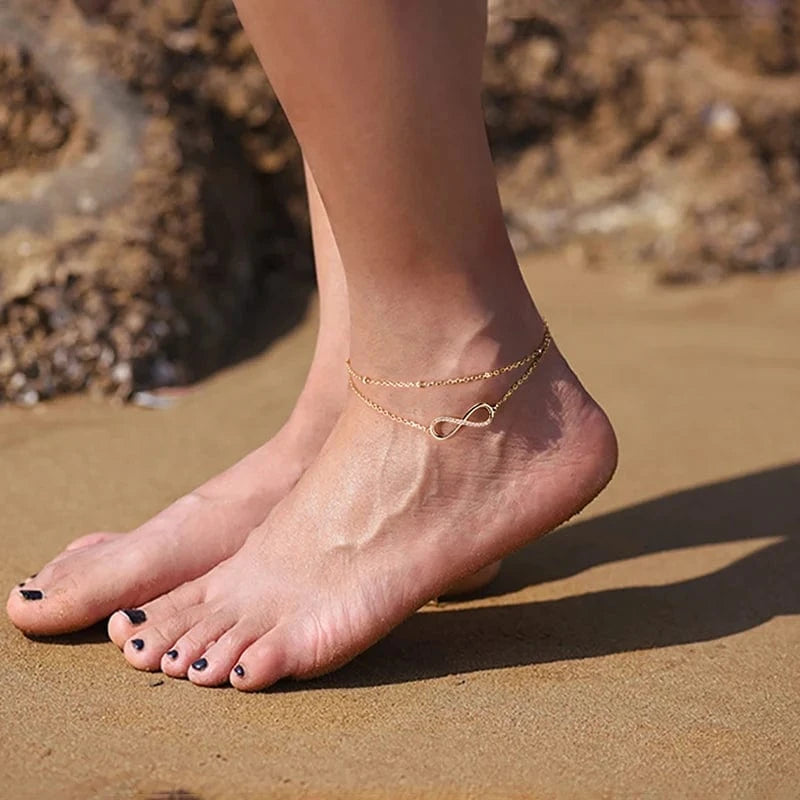 RINNTIN SA-1 Summer Jewelry Silver Anklets 925 Sterling Silver Ankle Bracelet For Women Ancle Cuban Link Gold Fashion Anklets