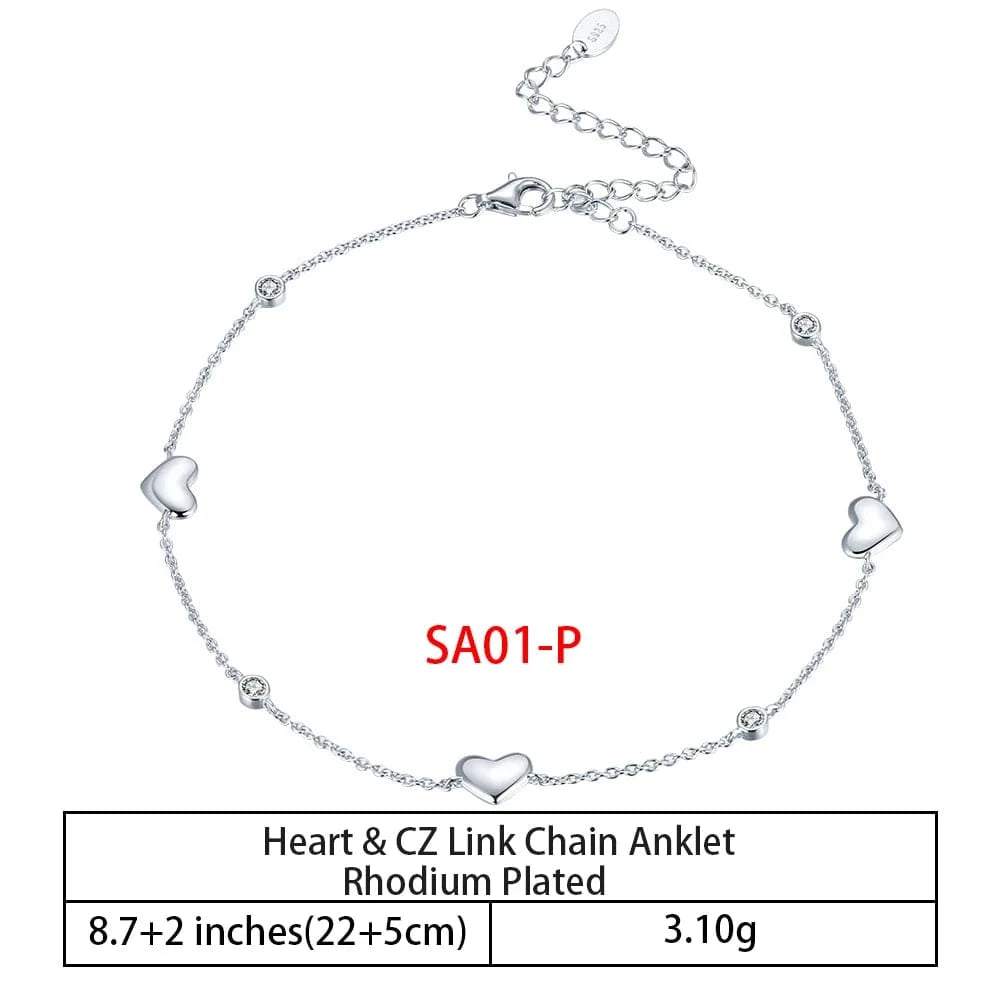 RINNTIN SA-1 Summer Jewelry Silver Anklets 925 Sterling Silver Ankle Bracelet For Women Ancle Cuban Link Gold Fashion Anklets