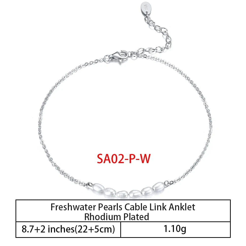 RINNTIN SA-1 Summer Jewelry Silver Anklets 925 Sterling Silver Ankle Bracelet For Women Ancle Cuban Link Gold Fashion Anklets