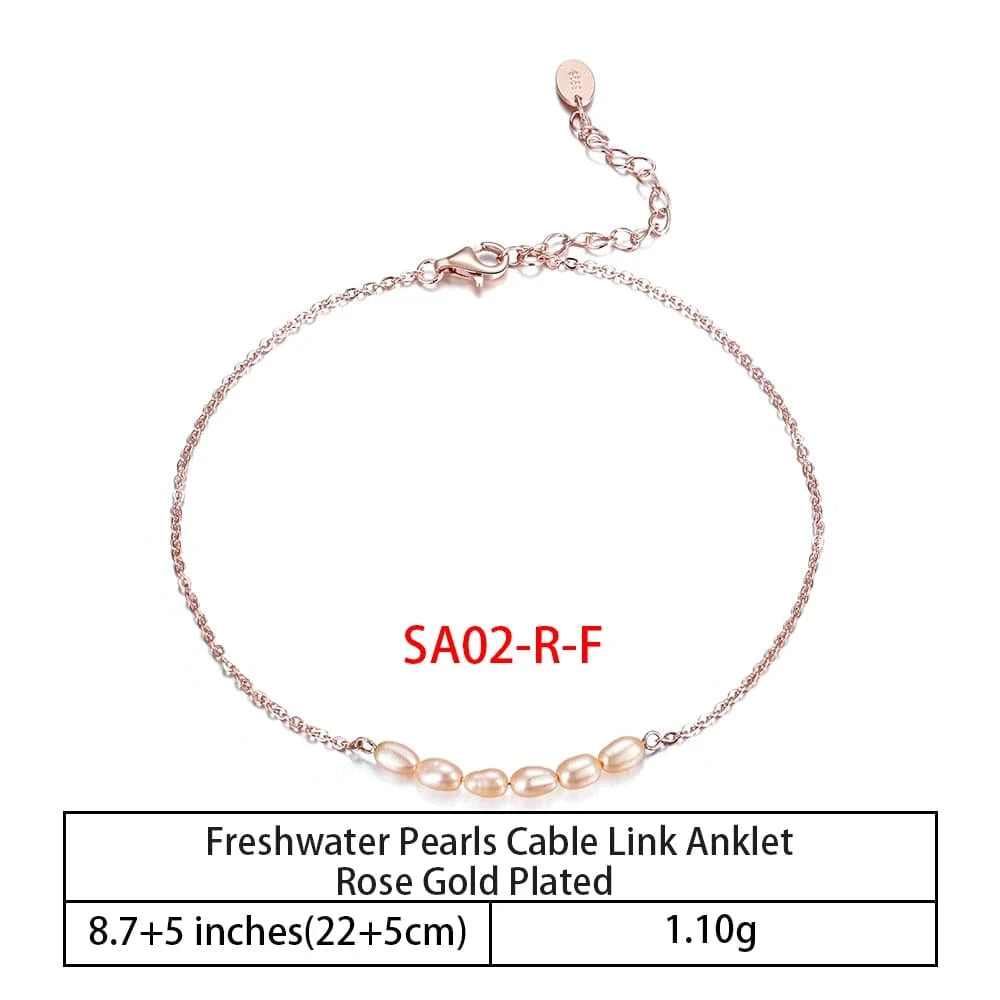 RINNTIN SA-1 Summer Jewelry Silver Anklets 925 Sterling Silver Ankle Bracelet For Women Ancle Cuban Link Gold Fashion Anklets