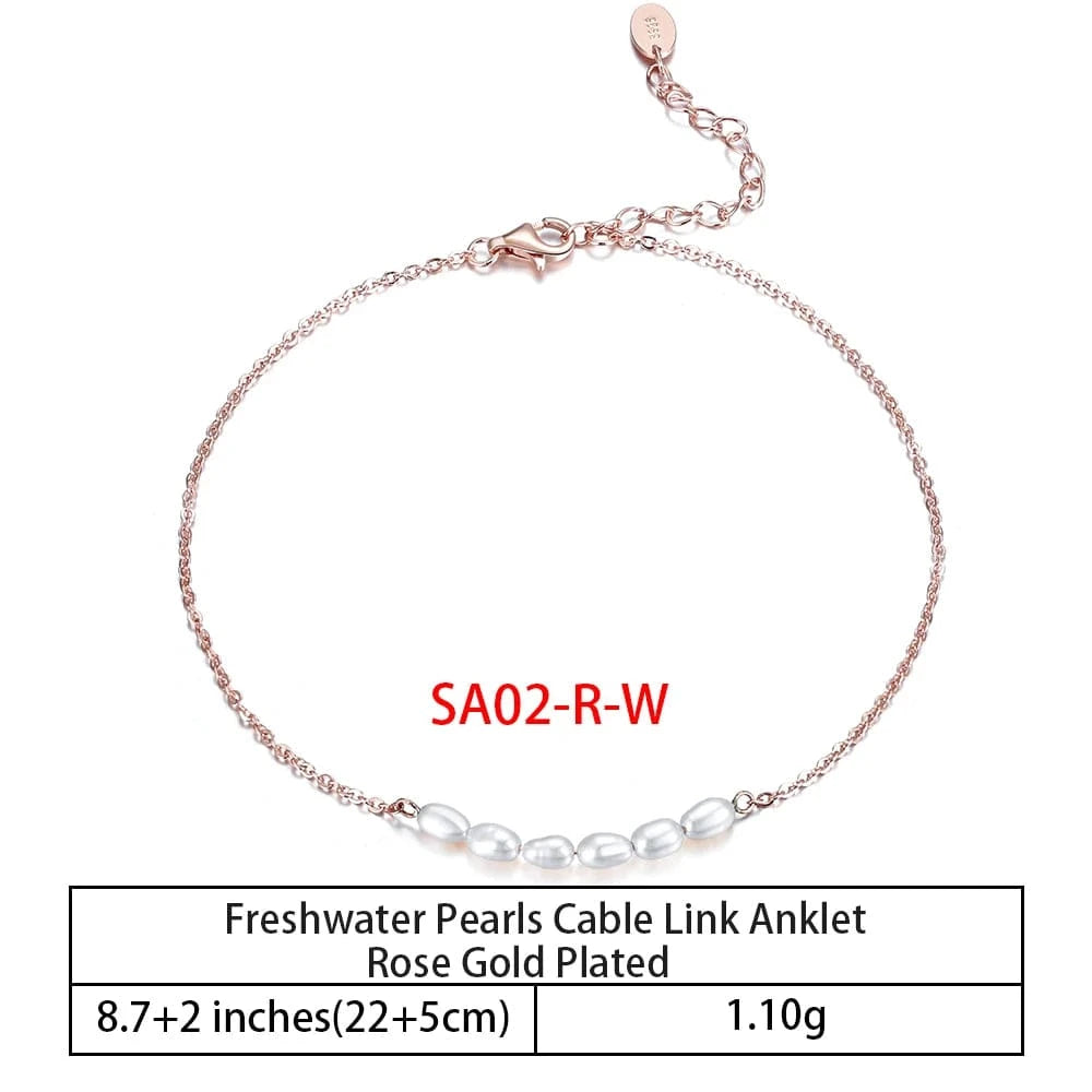 RINNTIN SA-1 Summer Jewelry Silver Anklets 925 Sterling Silver Ankle Bracelet For Women Ancle Cuban Link Gold Fashion Anklets