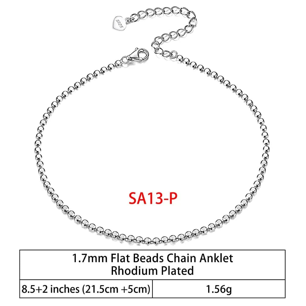 RINNTIN SA-1 Summer Jewelry Silver Anklets 925 Sterling Silver Ankle Bracelet For Women Ancle Cuban Link Gold Fashion Anklets