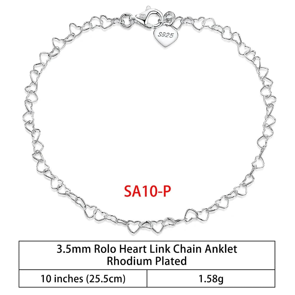 RINNTIN SA-1 Summer Jewelry Silver Anklets 925 Sterling Silver Ankle Bracelet For Women Ancle Cuban Link Gold Fashion Anklets