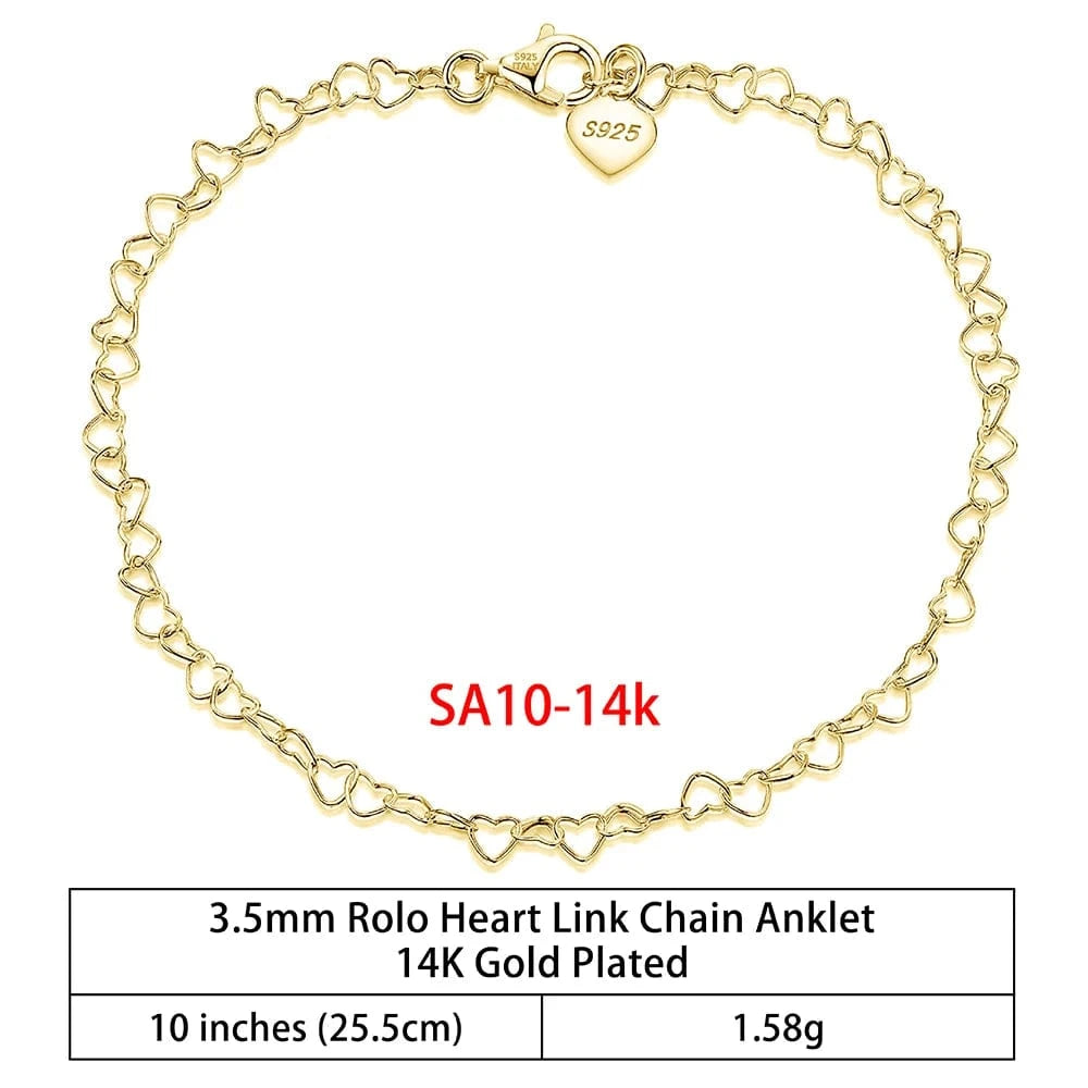 RINNTIN SA-1 Summer Jewelry Silver Anklets 925 Sterling Silver Ankle Bracelet For Women Ancle Cuban Link Gold Fashion Anklets