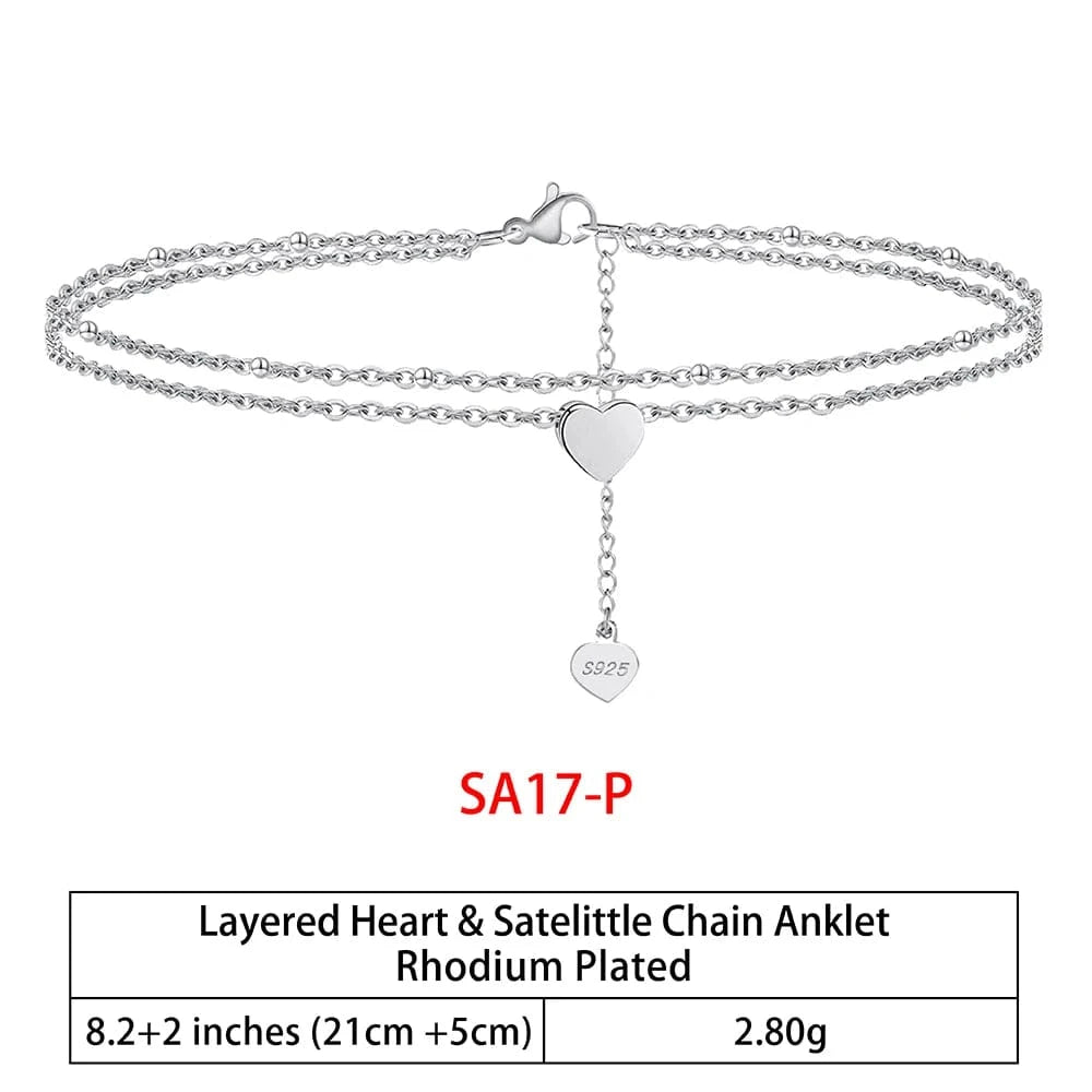 RINNTIN SA-1 Summer Jewelry Silver Anklets 925 Sterling Silver Ankle Bracelet For Women Ancle Cuban Link Gold Fashion Anklets