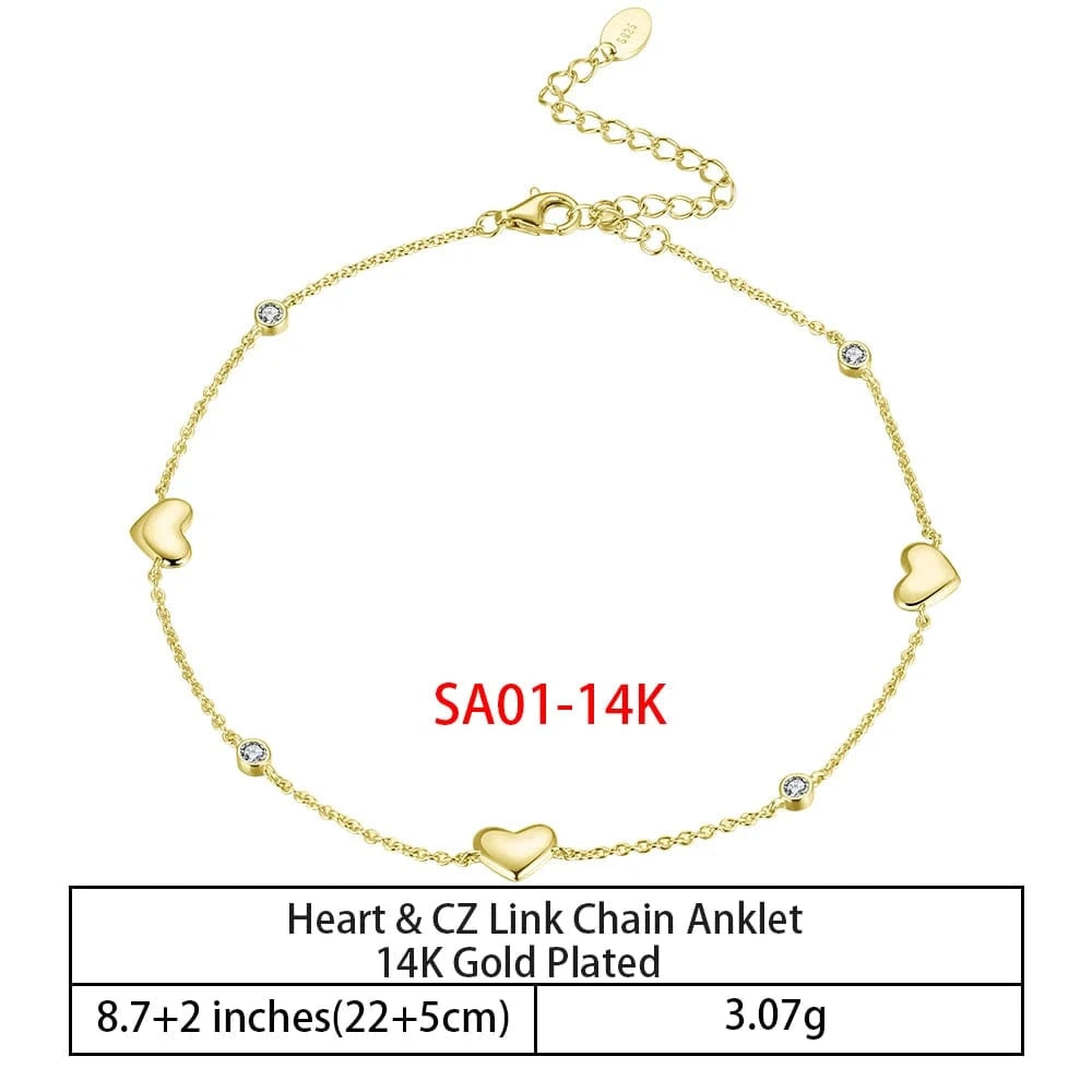 RINNTIN SA-1 Summer Jewelry Silver Anklets 925 Sterling Silver Ankle Bracelet For Women Ancle Cuban Link Gold Fashion Anklets