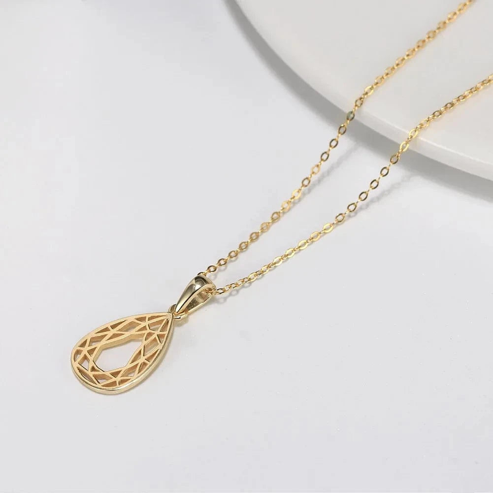 RINNTIN SAPN35 Custom Fashion Jewelry Heart Circle Waterdrop Geometric Pendant Necklaces 925 Silver Gold Vermeil Necklace