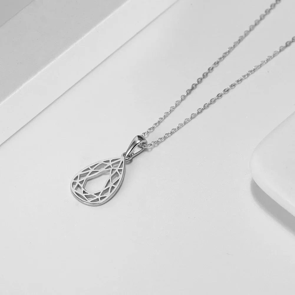 RINNTIN SAPN35 Custom Fashion Jewelry Heart Circle Waterdrop Geometric Pendant Necklaces 925 Silver Gold Vermeil Necklace