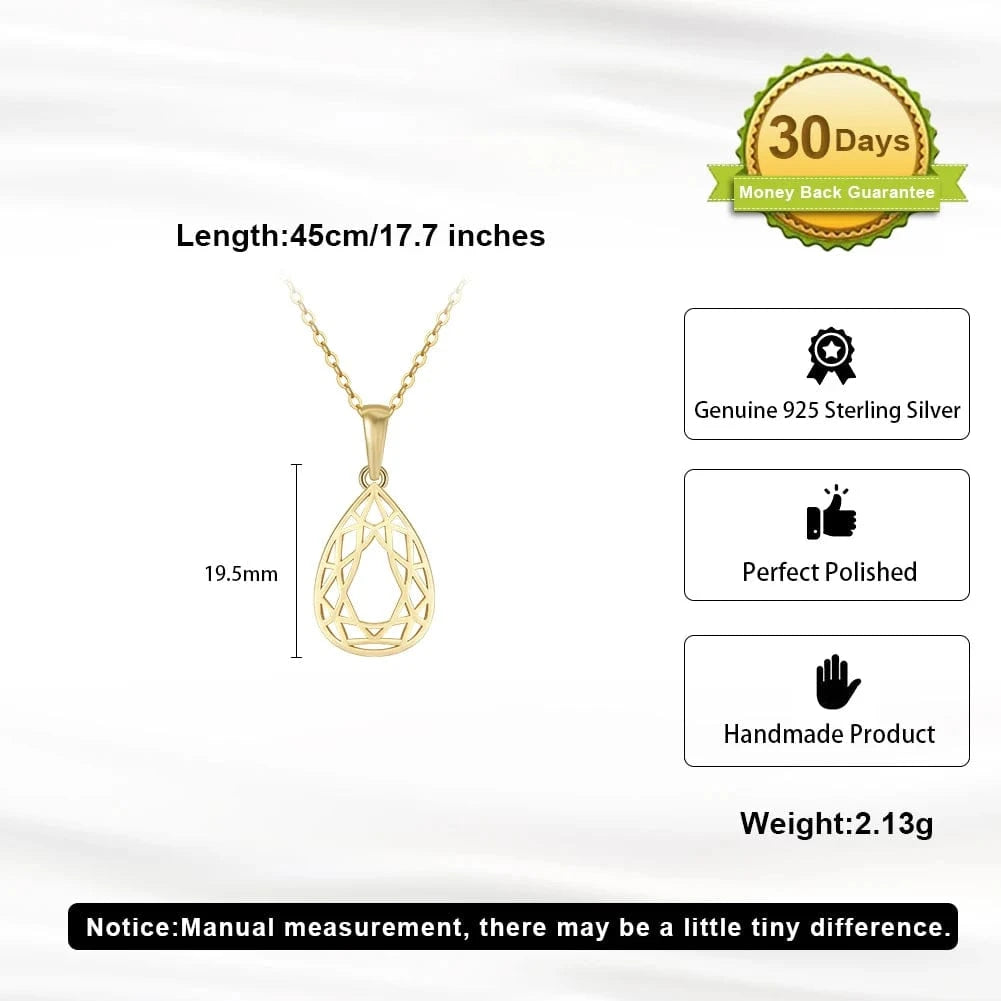 RINNTIN SAPN35 Custom Fashion Jewelry Heart Circle Waterdrop Geometric Pendant Necklaces 925 Silver Gold Vermeil Necklace