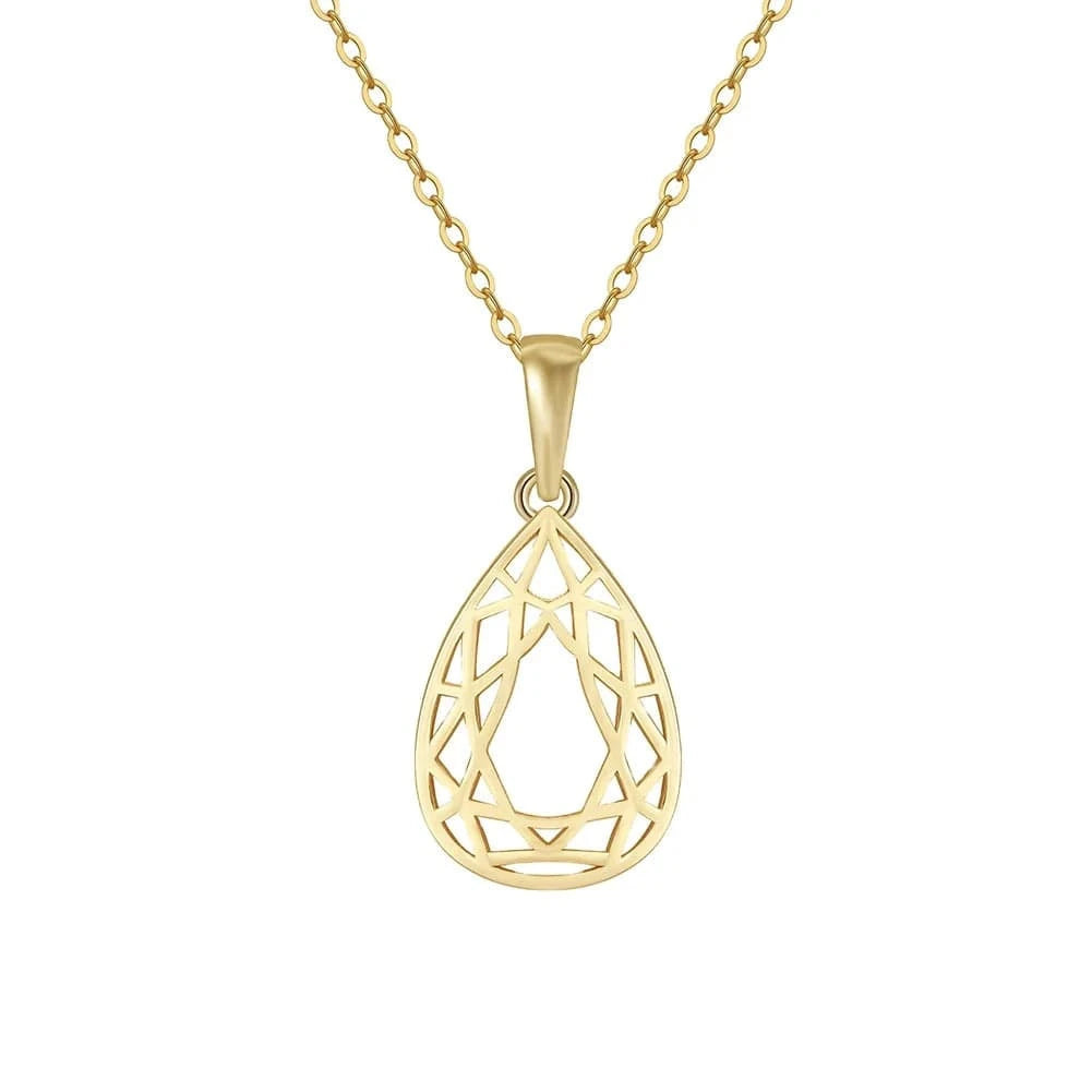 RINNTIN SAPN35 Custom Fashion Jewelry Heart Circle Waterdrop Geometric Pendant Necklaces 925 Silver Gold Vermeil Necklace