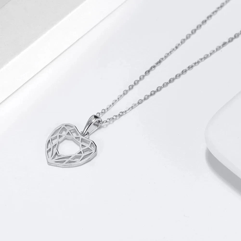 RINNTIN SAPN37 14K Gold Plated Geometric Heart Pendant Hollow Woven Shape 45cm Necklace 925 Sterling Silver Women Jewelry