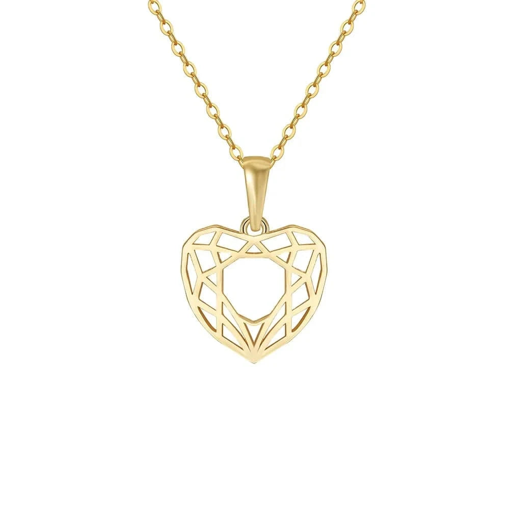 RINNTIN SAPN37 14K Gold Plated Geometric Heart Pendant Hollow Woven Shape 45cm Necklace 925 Sterling Silver Women Jewelry