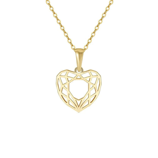 RINNTIN SAPN37 14K Gold Plated Geometric Heart Pendant Hollow Woven Shape 45cm Necklace 925 Sterling Silver Women Jewelry