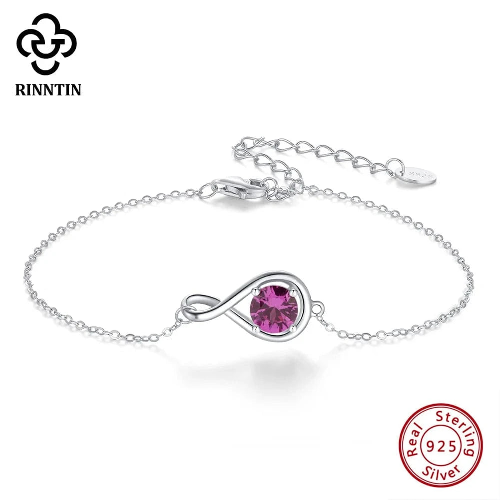 RINNTIN SB170 Fine Jewelry 925 Sterling Silver Adjustable Bracelet New Arrival Colorful Cubic Zirconia Infinite Bracelet