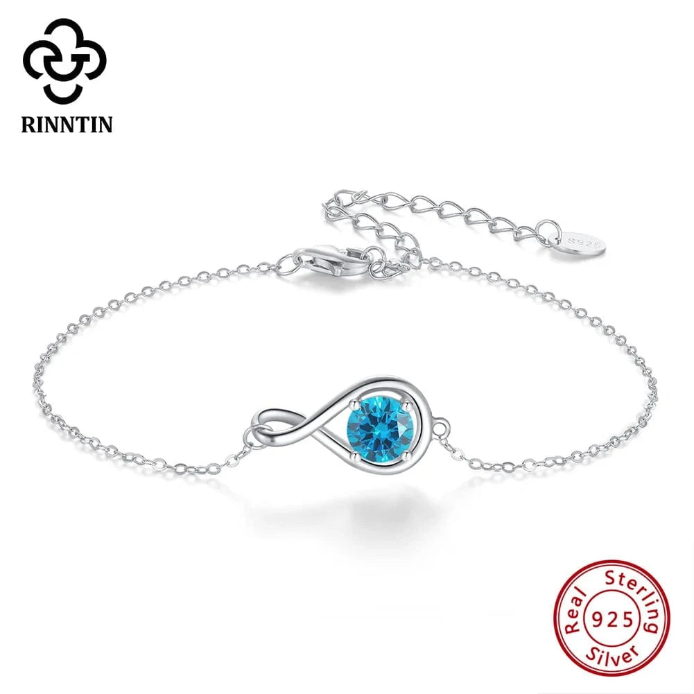 RINNTIN SB170 Fine Jewelry 925 Sterling Silver Adjustable Bracelet New Arrival Colorful Cubic Zirconia Infinite Bracelet
