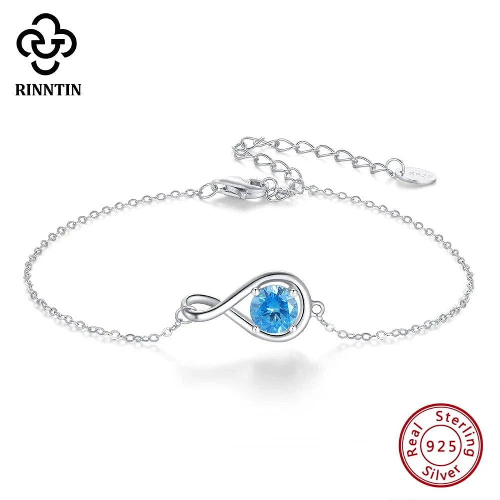 RINNTIN SB170 Fine Jewelry 925 Sterling Silver Adjustable Bracelet New Arrival Colorful Cubic Zirconia Infinite Bracelet