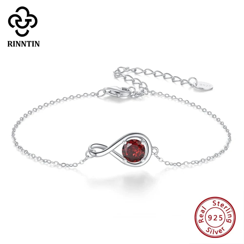 RINNTIN SB170 Fine Jewelry 925 Sterling Silver Adjustable Bracelet New Arrival Colorful Cubic Zirconia Infinite Bracelet