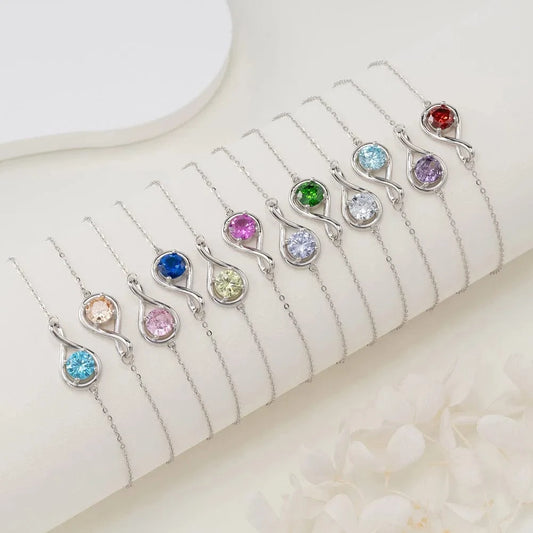 RINNTIN SB170 Fine Jewelry 925 Sterling Silver Adjustable Bracelet New Arrival Colorful Cubic Zirconia Infinite Bracelet