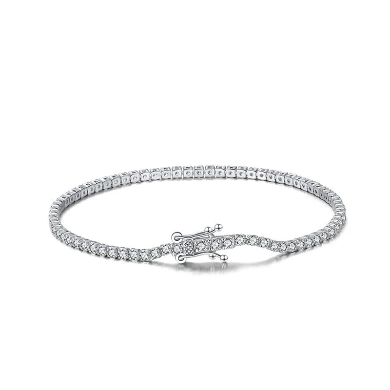 RINNTIN SB61 Fine Jewelry Manufacturer Tennis Bracelet 925 Sterling Silver 2 MM Cubic Zirconia Bracelet Jewelry