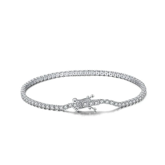 RINNTIN SB61 Fine Jewelry Manufacturer Tennis Bracelet 925 Sterling Silver 2 MM Cubic Zirconia Bracelet Jewelry