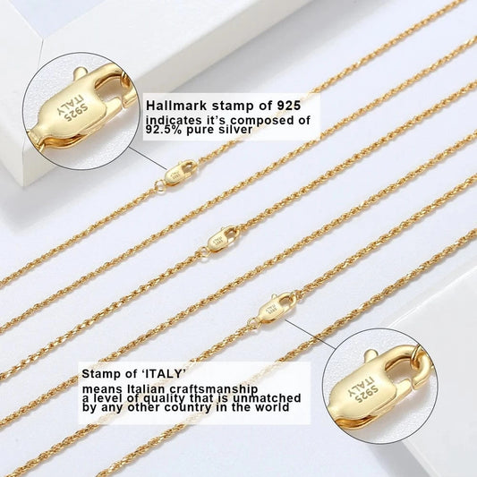 RINNTIN SC29 Neck Chain Wholesale Popular Hiphop Men Jewelry Solid 18K Gold 925 Sterling Silver Diamond-Cut Rope Chain Necklace