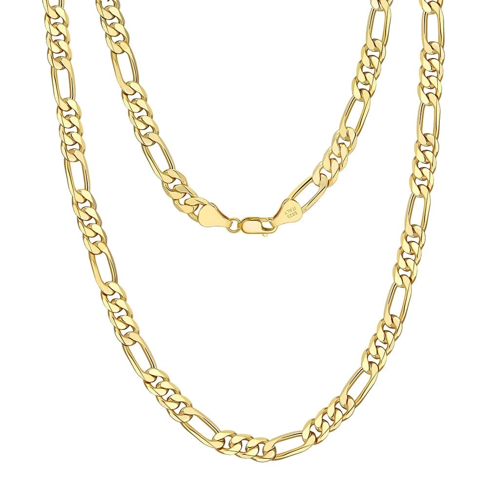 RINNTIN SC34 Fine Jewelry 925 Sterling Silver Diamond-Cut Figaro Chain Necklace For Men Women