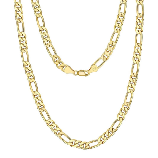 RINNTIN SC34 Fine Jewelry 925 Sterling Silver Diamond-Cut Figaro Chain Necklace For Men Women