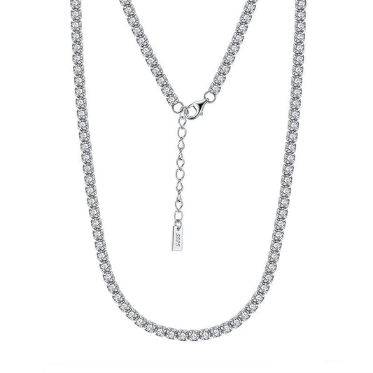 RINNTIN SC48 Fine Jewelry 925 Sterling Silver 2MM 3MM 4MM Round Cubic Zirconia Tennis Chain Necklace