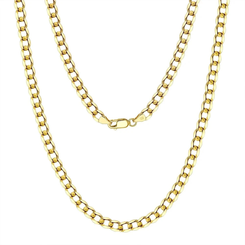 RINNTIN SC60-5 Gold Chain Necklace Designs Italian 5mm Diamond Cut Cuban Link Curb Chain Necklace for Women Men