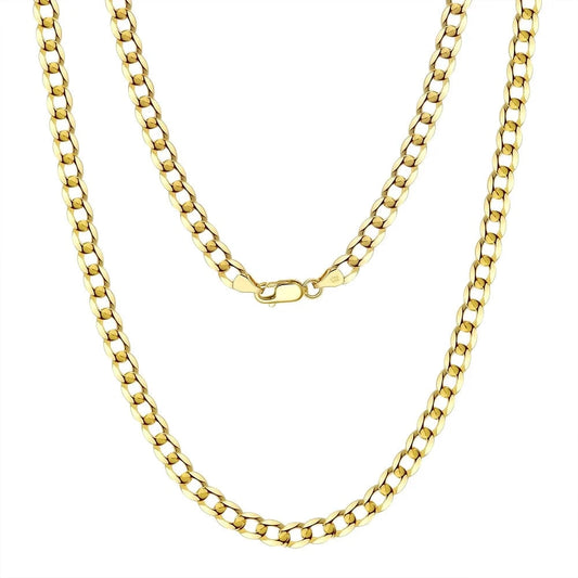 RINNTIN SC60-5 Gold Chain Necklace Designs Italian 5mm Diamond Cut Cuban Link Curb Chain Necklace for Women Men