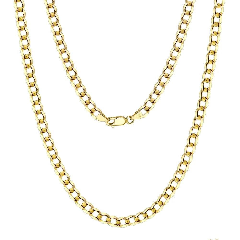RINNTIN SC60 925 Sterling Silver Italian Diamond Cut Cuban Link Curb Chain Necklace For Women Men Fine Jewelry