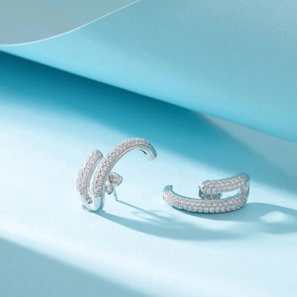 RINNTIN SE391 Fine Jewelry 925 Sterling Silver Earrings Wholesale U Shaped Cubic Zirconia Stud Earrings