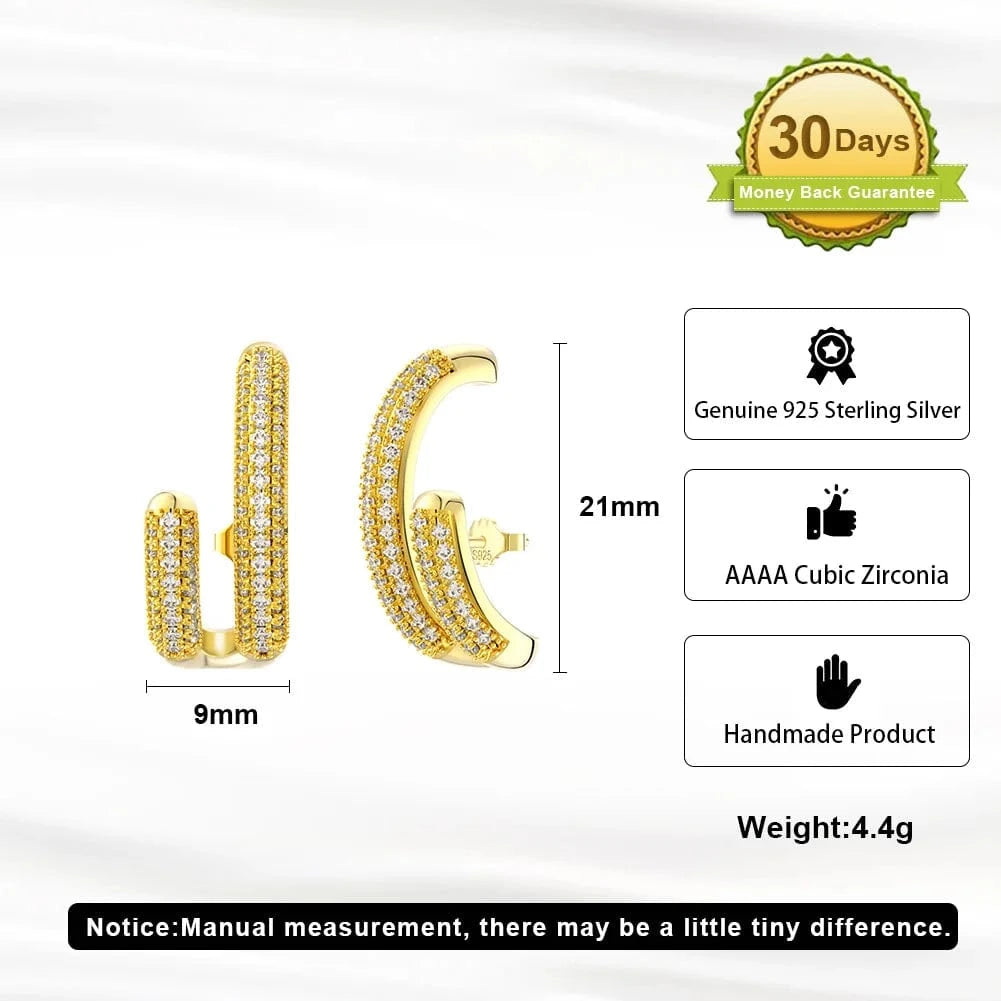 RINNTIN SE391 Fine Jewelry 925 Sterling Silver Earrings Wholesale U Shaped Cubic Zirconia Stud Earrings