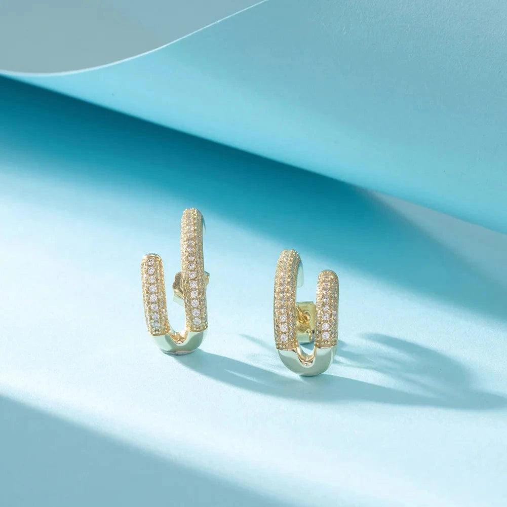 RINNTIN SE391 Fine Jewelry 925 Sterling Silver Earrings Wholesale U Shaped Cubic Zirconia Stud Earrings