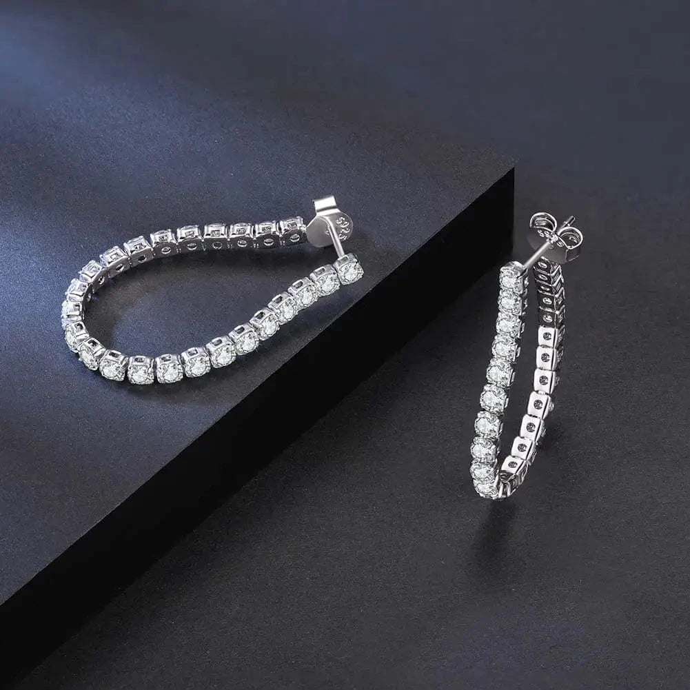 RINNTIN SE395 New Arrival Fine Jewelry 925 Sterling Silver Earrings 2.5mm Round Cut CZ Tennis Chain Earring