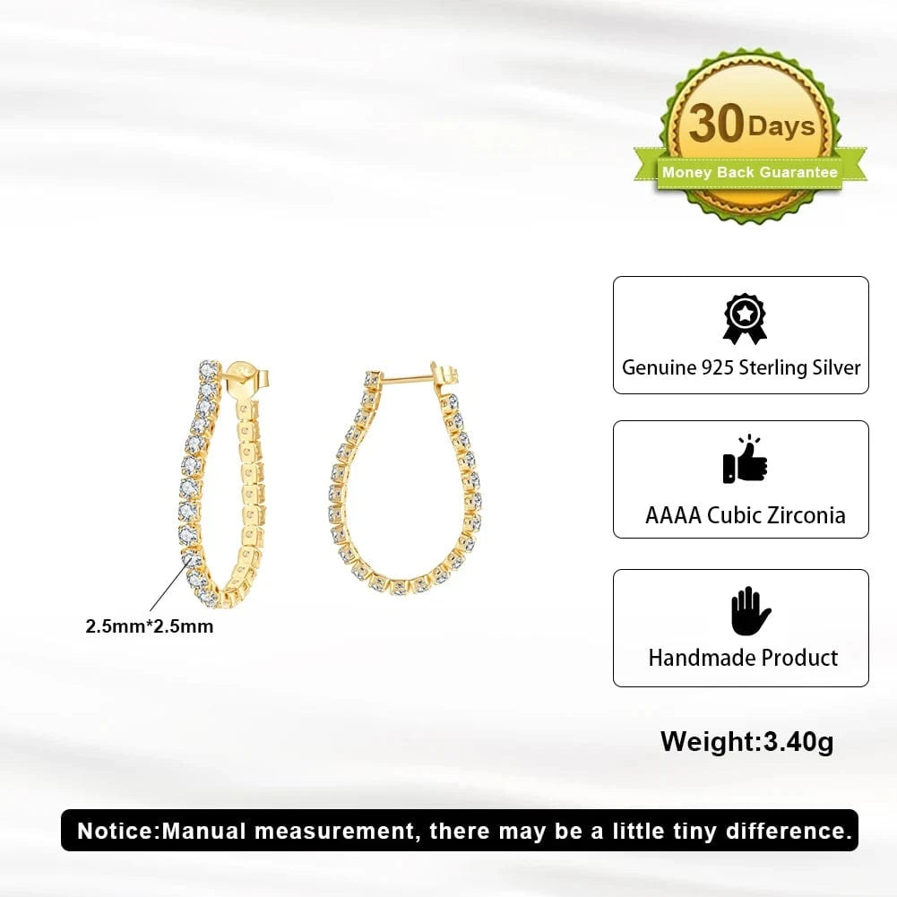 RINNTIN SE395 New Arrival Fine Jewelry 925 Sterling Silver Earrings 2.5mm Round Cut CZ Tennis Chain Earring