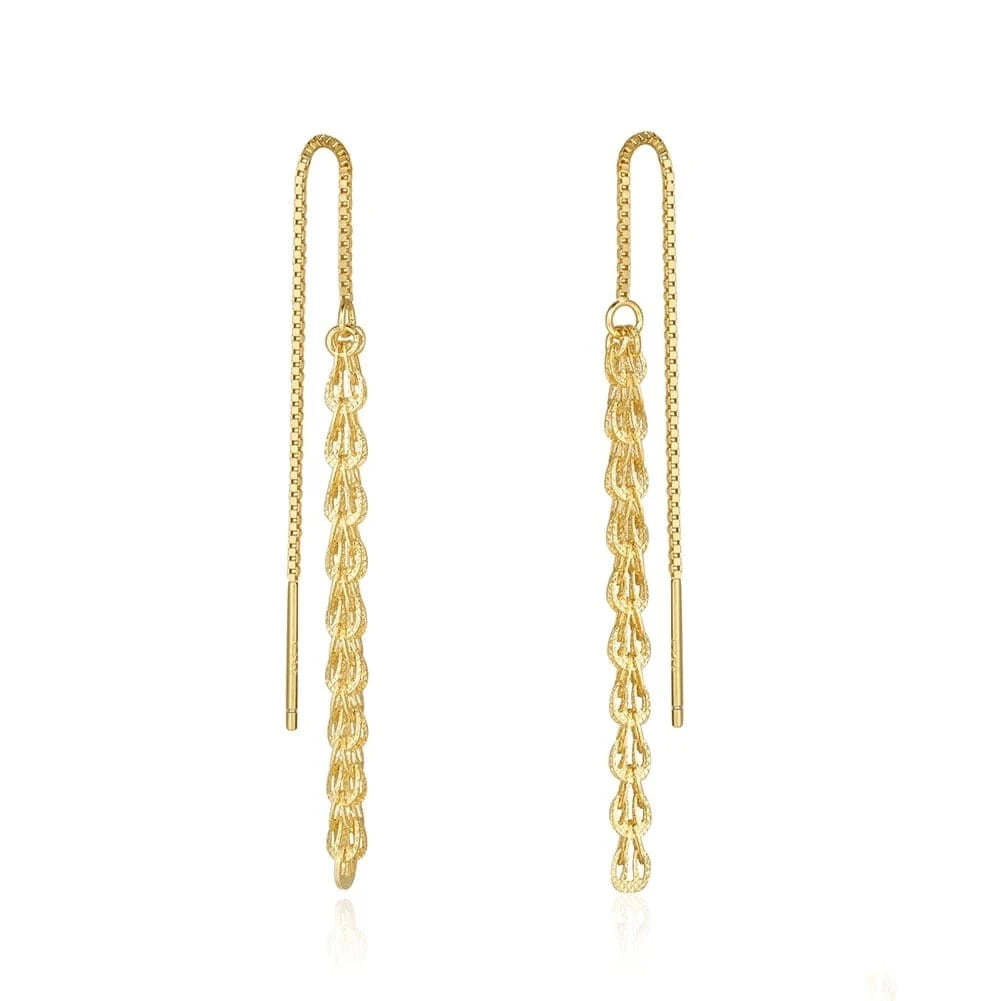 RINNTIN SE399 New Arrival Fine Jewelry 925 Sterling Silver Earrings 14K Gold Plated 3mm Phoenix Chain Tassels Earring