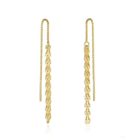 RINNTIN SE399 New Arrival Fine Jewelry 925 Sterling Silver Earrings 14K Gold Plated 3mm Phoenix Chain Tassels Earring