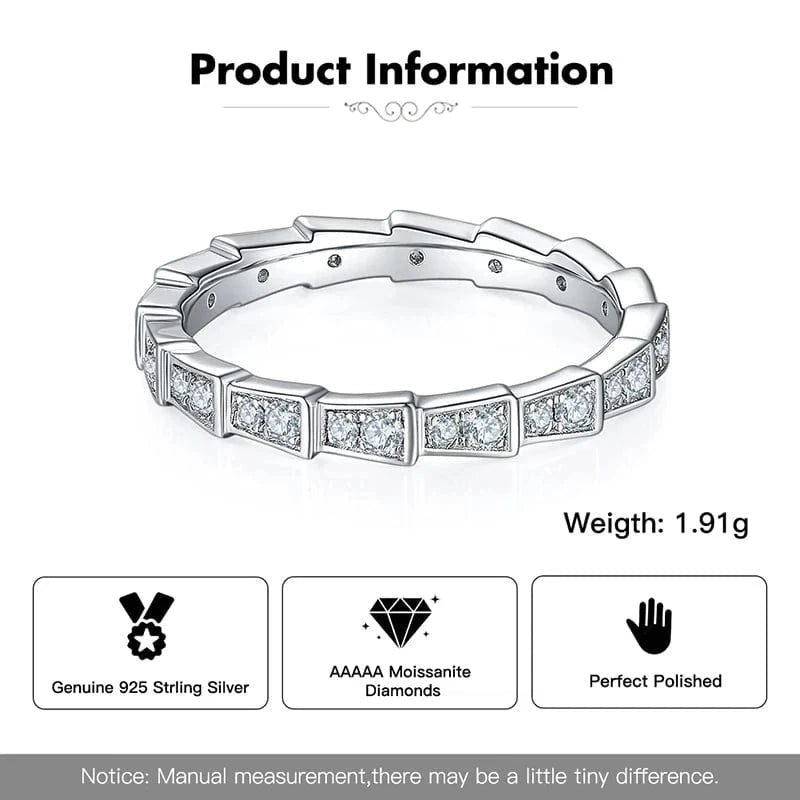 RINNTIN SMR97 2024 custom trendy fine jewelry vvs moissanite tennis ring 925 sterling silver jewelry mossanite ring