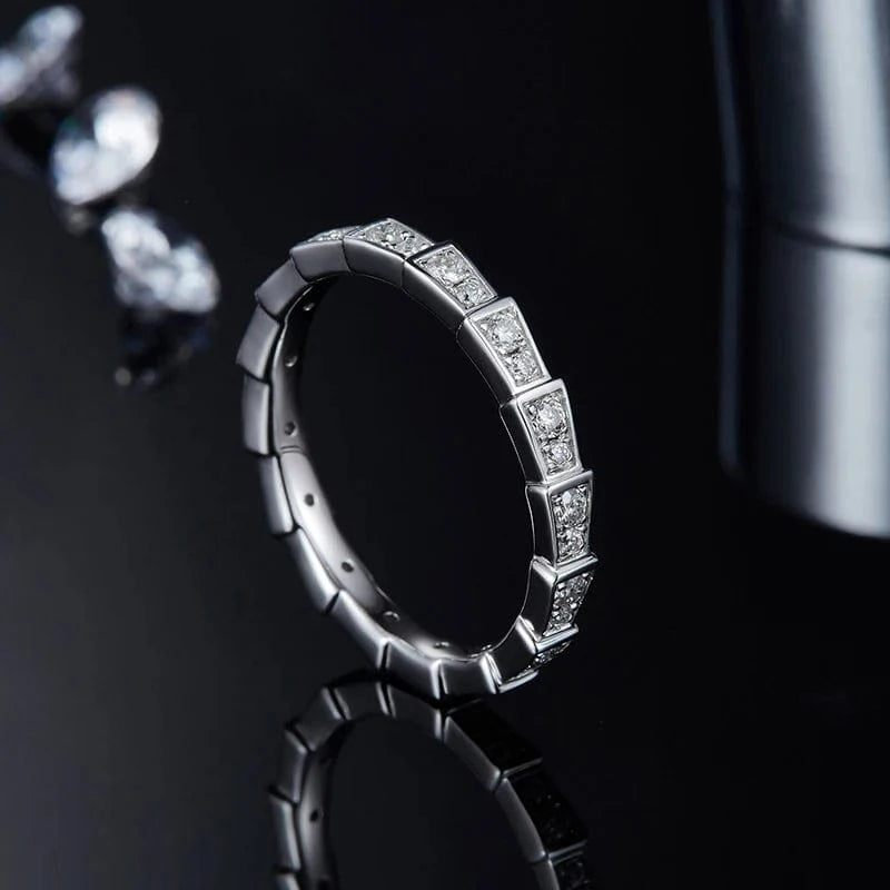 RINNTIN SMR97 2024 custom trendy fine jewelry vvs moissanite tennis ring 925 sterling silver jewelry mossanite ring