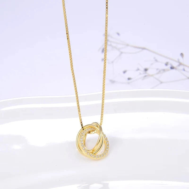 RINNTIN SN175 Fine Jewelry 925 Sterling Silver Necklace 18K Gold Plated Customized  Circle Pendant Necklaces