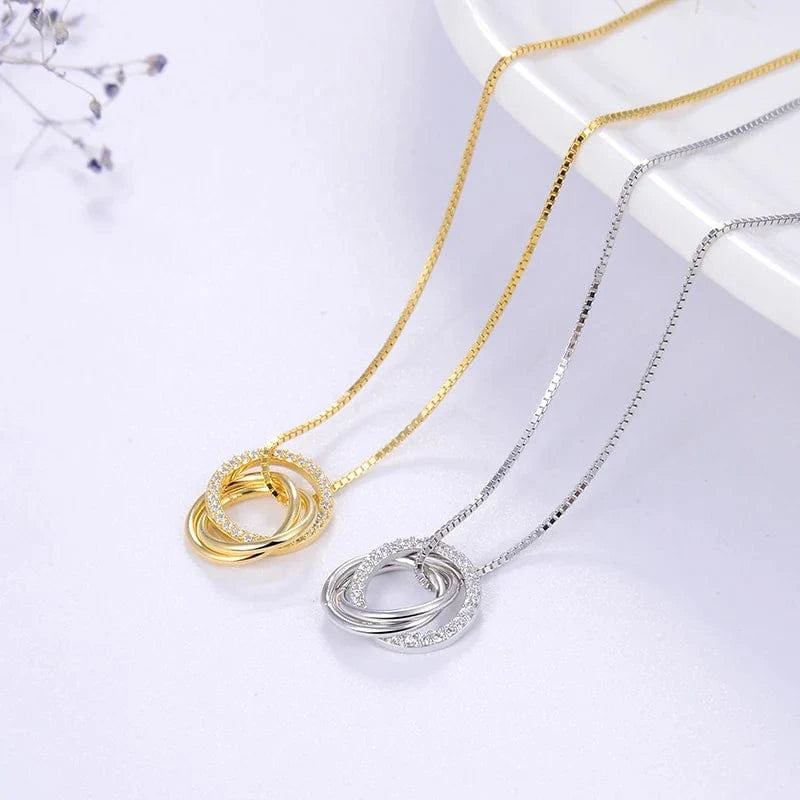 RINNTIN SN175 Fine Jewelry 925 Sterling Silver Necklace 18K Gold Plated Customized  Circle Pendant Necklaces